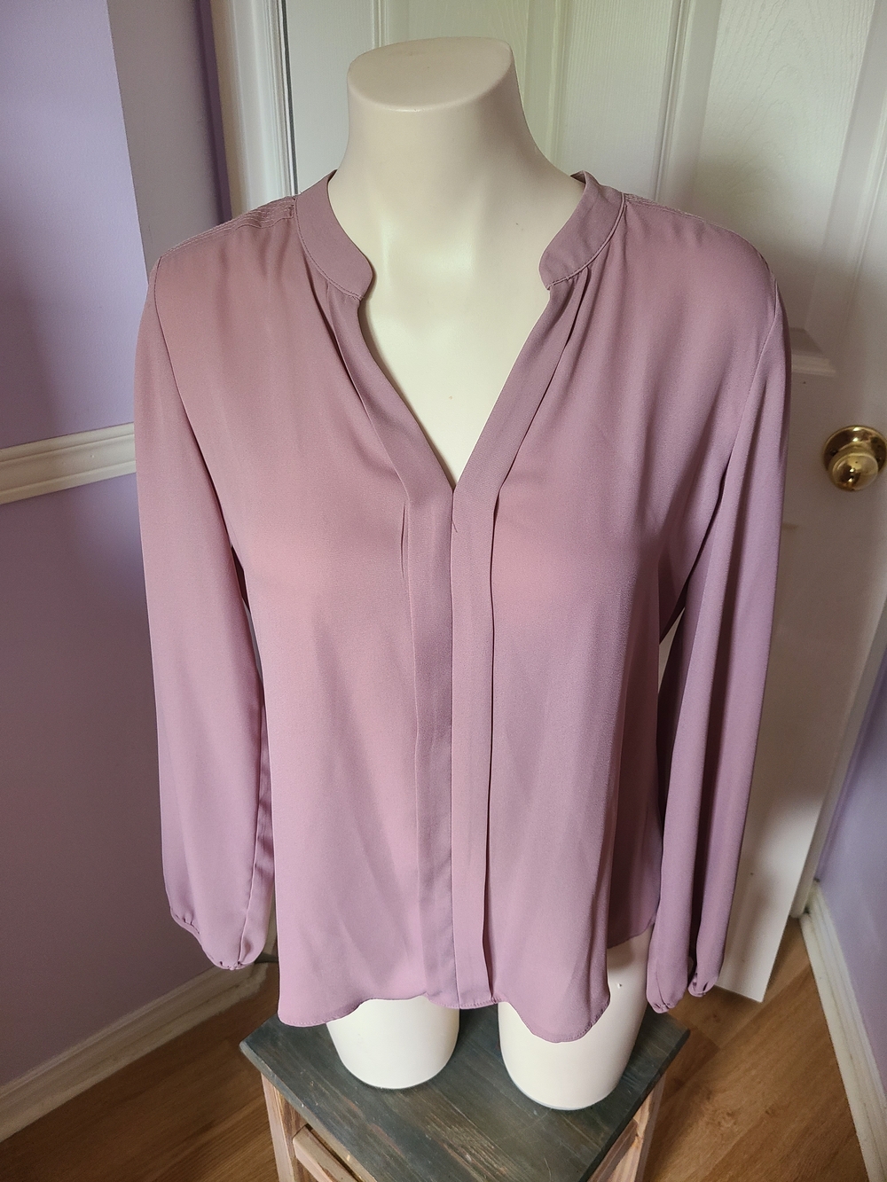 Atmosphere Dusty Rose Henley-Style Blouse